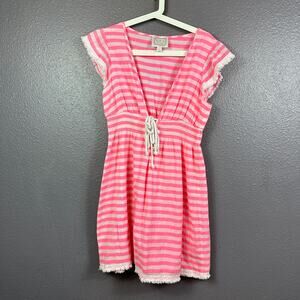Sail to Sable Coverup Dress Size Small Pink Stripes Mini Swim Beach